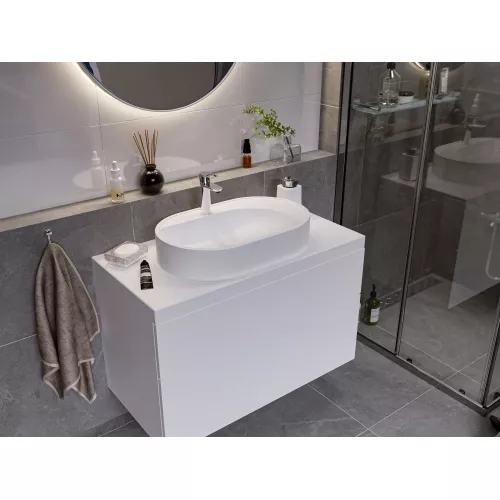 Раковина накладная для ванной Uperwood Luna 60х36х11,5 см, овальная, белая глянцевая, изображение 4