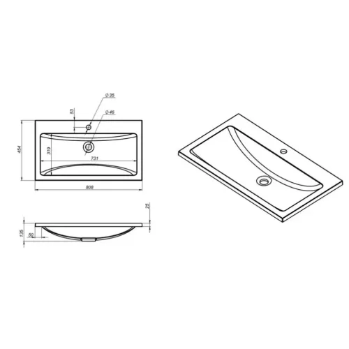 Раковина для ванной Uperwood Self  черная глянцевая, Выбрать цвет: Черный, Выбрать размер: 60, изображение 5