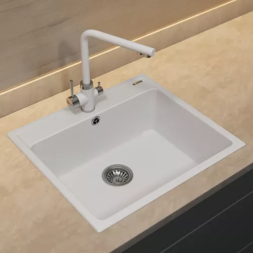 Кухонная мойка из искусственного камня Uperwood UPD-104, прямоугольная, цвет туман, Выбрать цвет: Туман, изображение 3