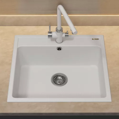 Кухонная мойка из искусственного камня Uperwood UPD-104, прямоугольная, цвет туман, Выбрать цвет: Туман, изображение 4