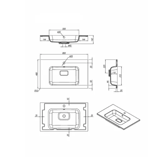 Раковина для ванной кварцевая Uperwood Lagoon Quartz 80 серая матовая (серый шелк), Выбрать цвет: Серый шелк, Выбрать размер: 80, изображение 6