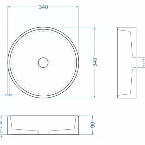 Раковина накладная бетонная Uperwood Round 34х34х9 см, круглая, графит, Выбрать цвет: Графит, изображение 3