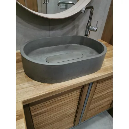 Раковина накладная бетонная Uperwood London 60х40х15 см, овальная, графит, Выбрать цвет: Графит