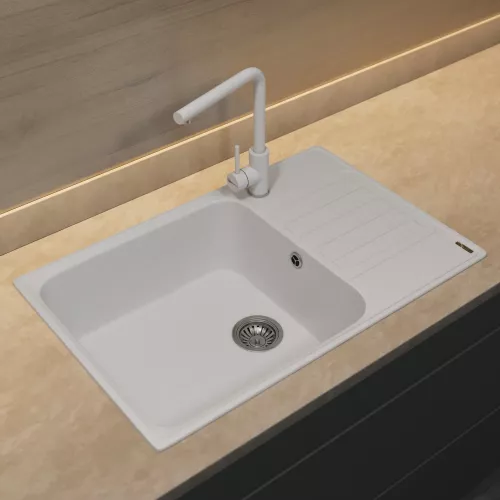 Кухонная мойка из искусственного камня Uperwood UPD-400, прямоугольная, цвет туман, Выбрать цвет: Туман, изображение 3