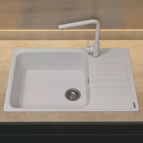 Кухонная мойка из искусственного камня Uperwood UPD-400, прямоугольная, цвет туман, Выбрать цвет: Туман, изображение 4