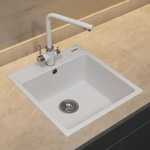 Кухонная мойка из искусственного камня Uperwood UPD-406, 42х48 прямоугольная, цвет туман, Выбрать цвет: Туман