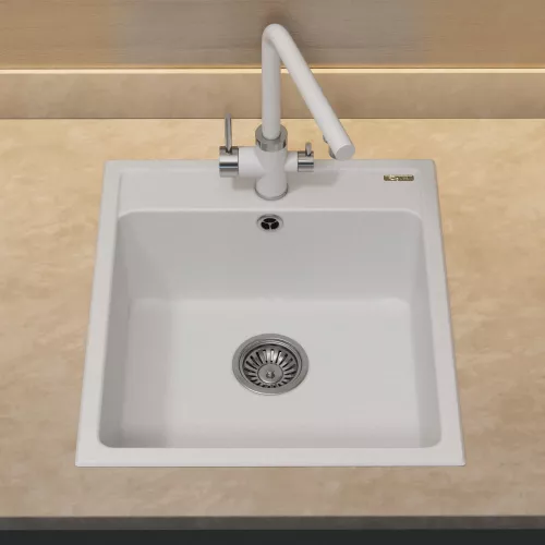 Кухонная мойка из искусственного камня Uperwood UPD-406, 42х48 прямоугольная, цвет туман, Выбрать цвет: Туман, изображение 2