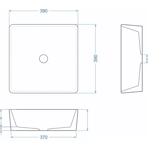 Раковина накладная бетонная Uperwood Square 39х39х12 см, квадратная, графит, Выбрать цвет: Графит, изображение 3