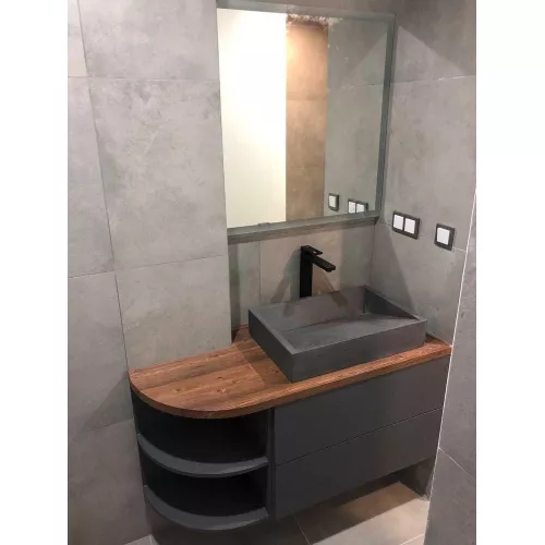 Раковина накладная бетонная Uperwood Mariana 60х40х12 см, прямоугольная, графит, Выбрать цвет: Графит, изображение 8