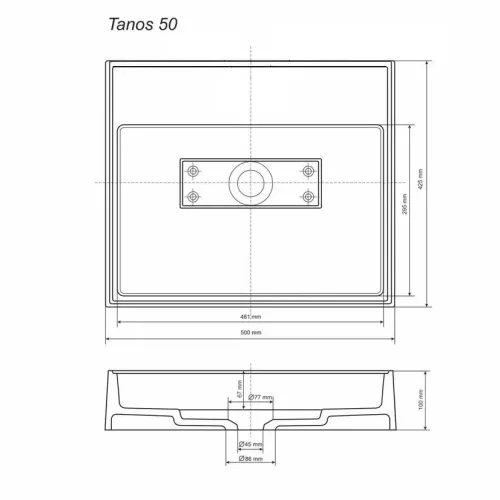Раковина накладная Uperwood Tanos Quartz 50 см, без отверстия для смесителя, черная (уголь), Выбрать цвет: Уголь, изображение 9