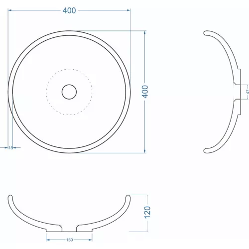 Раковина накладная бетонная Uperwood Sfera 40х40х12 см, круглая, черная, Выбрать цвет: Черный, изображение 6