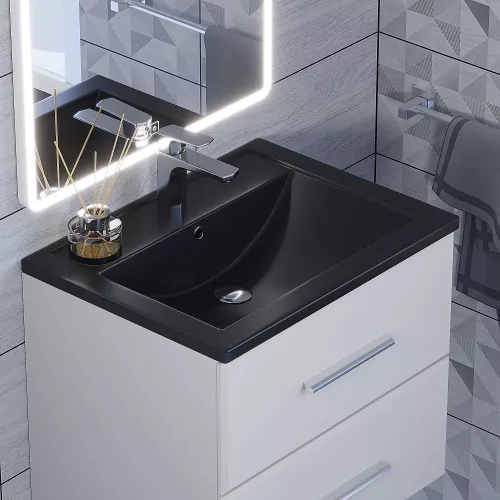 Раковина для ванной кварцевая Uperwood Foster Quartz черная матовая (уголь), Выбрать цвет: Уголь, Выбрать размер: 60, изображение 3