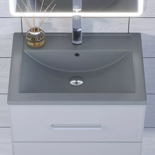 Раковина для ванной кварцевая Uperwood Foster Quartz  серая матовая (бетон), Выбрать цвет: Бетон, Выбрать размер: 60, изображение 4