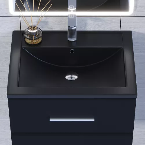 Раковина для ванной кварцевая Uperwood Foster Quartz  черная матовая (космос), Выбрать цвет: Космос, Выбрать размер: 60, изображение 4