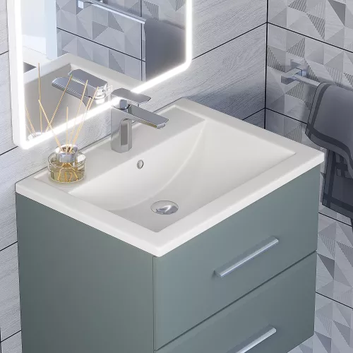 Раковина для ванной кварцевая Uperwood Foster Quartz белая матовая (жасмин), Выбрать цвет: Жасмин, Выбрать размер: 60, изображение 3