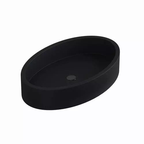 Раковина накладная бетонная Uperwood Rome 55х35х11 см, овальная, черная, Выбрать цвет: Черный
