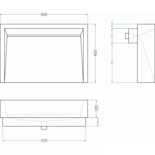 Раковина накладная бетонная Uperwood Mariana 60х40х12 см, прямоугольная, черная, Выбрать цвет: Черный, изображение 2