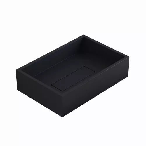 Раковина накладная бетонная Uperwood Angkor 60х40х15 см, прямоугольная, черная, Выбрать цвет: Черный