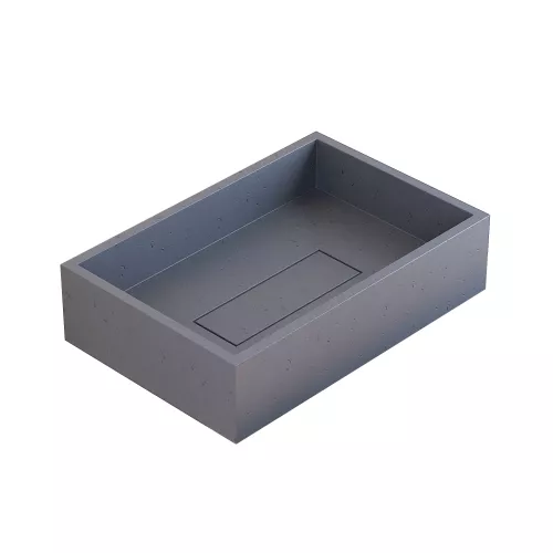 Раковина накладная бетонная Uperwood Angkor 60х40х15 см, прямоугольная, графит, Выбрать цвет: Графит