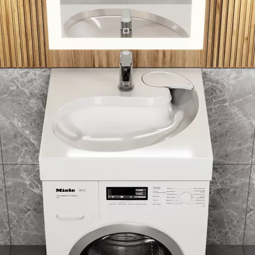 Раковина над стиральной машиной Uperwood Comforty 60х60х11 см, белая глянцевая, Выбрать цвет: Белый, изображение 2