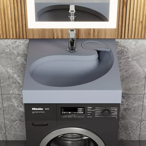 Раковина над стиральной машиной Uperwood Comforty 60х60х11 см, серая матовая, Выбрать цвет: Серый, изображение 2