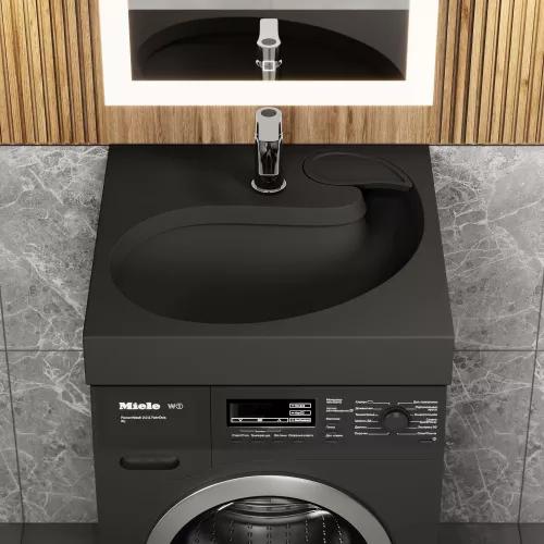 Раковина над стиральной машиной Uperwood Comforty 60х60х11 см, черная матовая, Выбрать цвет: Черный, изображение 2