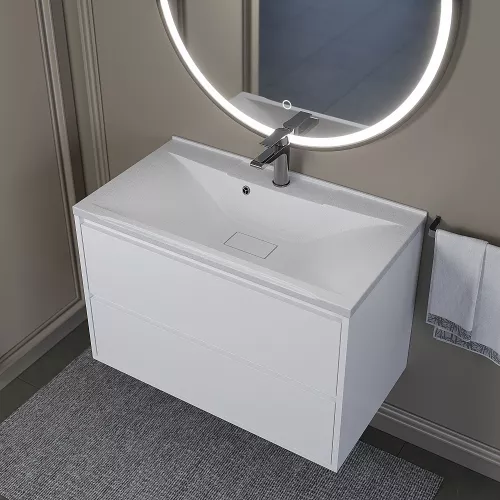 Раковина для ванной кварцевая Uperwood Elen Quartz 80 белая матовая (жасмин), Выбрать цвет: Жасмин, Выбрать размер: 80, изображение 3