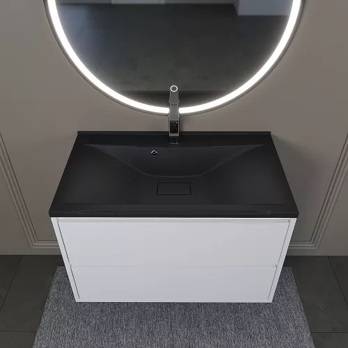 Раковина для ванной кварцевая Uperwood Elen Quartz 80 черная матовая (уголь), Выбрать цвет: Уголь, Выбрать размер: 80, изображение 4