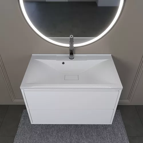 Раковина для ванной кварцевая Uperwood Elen Quartz 80 белая матовая (жасмин), Выбрать цвет: Жасмин, Выбрать размер: 80, изображение 4