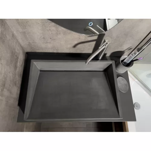 Раковина накладная бетонная Uperwood Mariana 60х40х12 см, прямоугольная, графит, Выбрать цвет: Графит, изображение 2