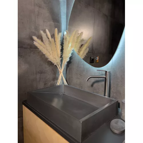 Раковина накладная бетонная Uperwood Mariana 60х40х12 см, прямоугольная, графит, Выбрать цвет: Графит, изображение 3