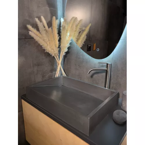 Раковина накладная бетонная Uperwood Mariana 60х40х12 см, прямоугольная, графит, Выбрать цвет: Графит, изображение 4