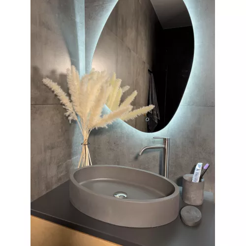 Раковина накладная бетонная Uperwood Rome 55х35х11 см, овальная, графит, Выбрать цвет: Графит, изображение 3