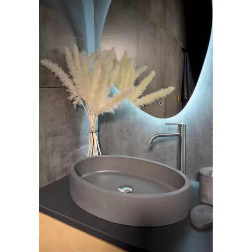 Раковина накладная бетонная Uperwood Rome 55х35х11 см, овальная, графит, Выбрать цвет: Графит, изображение 4