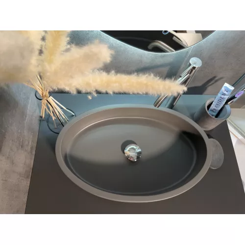 Раковина накладная бетонная Uperwood Rome 55х35х11 см, овальная, графит, Выбрать цвет: Графит, изображение 5
