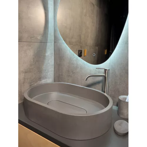 Раковина накладная бетонная Uperwood London 60х40х15 см, овальная, графит, Выбрать цвет: Графит, изображение 2