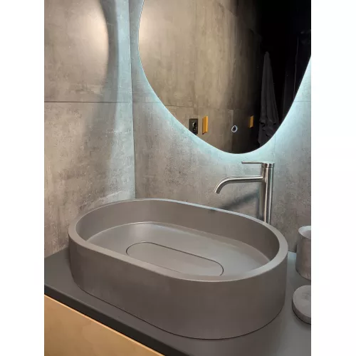 Раковина накладная бетонная Uperwood London 60х40х15 см, овальная, графит, Выбрать цвет: Графит, изображение 3