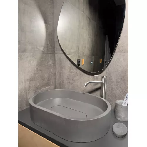 Раковина накладная бетонная Uperwood London 60х40х15 см, овальная, графит, Выбрать цвет: Графит, изображение 4