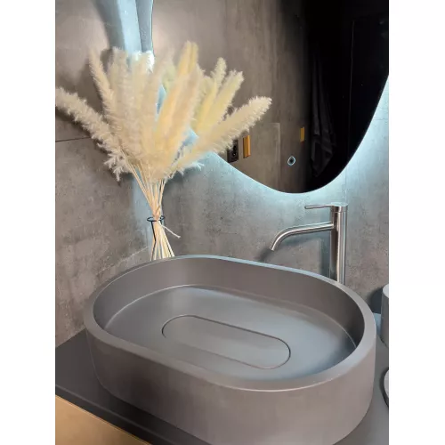 Раковина накладная бетонная Uperwood London 60х40х15 см, овальная, графит, Выбрать цвет: Графит, изображение 7