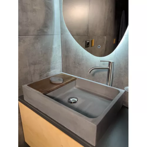 Раковина накладная бетонная Uperwood Piter 60х40х12 см,  графит, Выбрать цвет: Графит, изображение 2