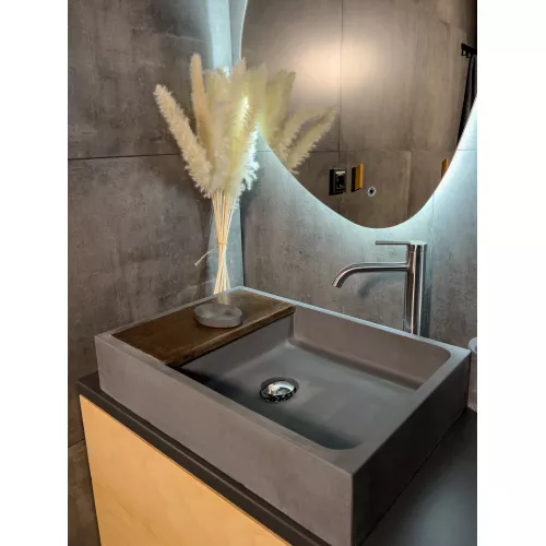 Раковина накладная бетонная Uperwood Piter 60х40х12 см,  графит, Выбрать цвет: Графит, изображение 3