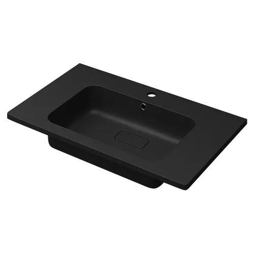 Раковина для ванной кварцевая Uperwood Lagoon Quartz 80 черная матовая (уголь), Выбрать цвет: Уголь, Выбрать размер: 80, изображение 2