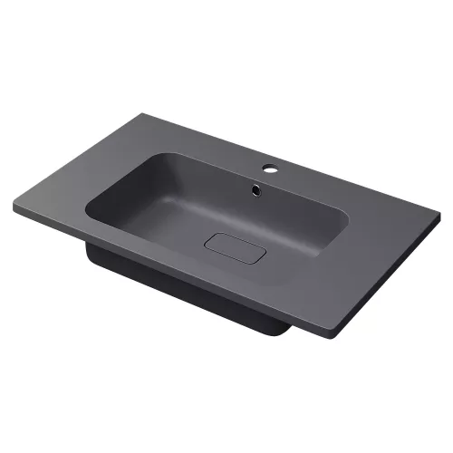 Раковина для ванной кварцевая Uperwood Lagoon Quartz 80 серая матовая (серый шелк), Выбрать цвет: Серый шелк, Выбрать размер: 80, изображение 2