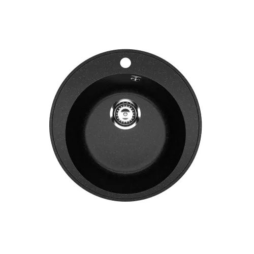 Кухонная мойка из искусственного камня Uperwood ECON UPD-405-004, круглая, черная матовая, Выбрать цвет: Черный оникс, изображение 5
