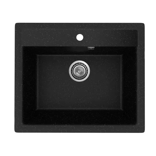 Кухонная мойка из искусственного камня Uperwood ECON UPD-104-004, прямоугольная, черная матовая, Выбрать цвет: Черный оникс, изображение 4