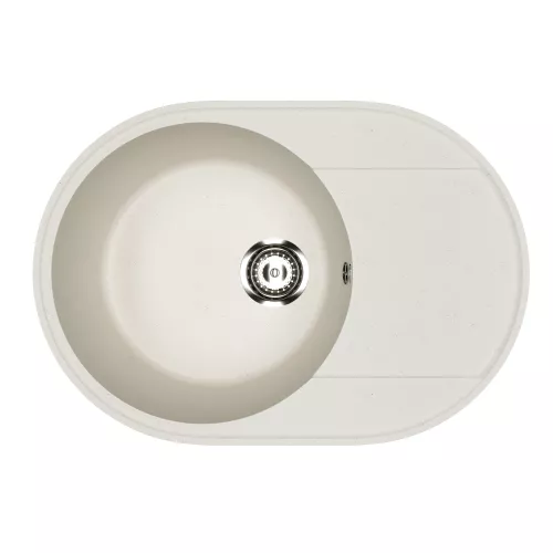 Кухонная мойка из искусственного камня Uperwood ECON UPD-107-001, овальная, белая матовая, Выбрать цвет: Белый камень, изображение 4