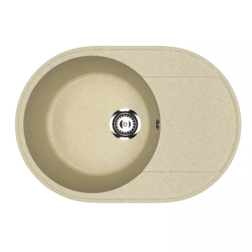Кухонная мойка из искусственного камня Uperwood ECON UPD-107-002, овальная, бежевая матовая, Выбрать цвет: Слоновая кость, изображение 4
