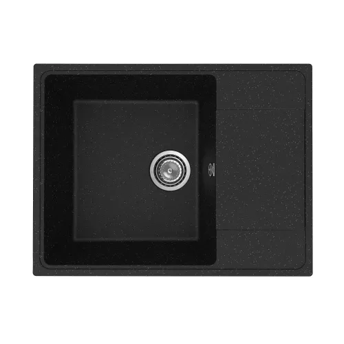 Кухонная мойка из искусственного камня Uperwood ECON UPD-202-004, прямоугольная, черная матовая, Выбрать цвет: Черный оникс, изображение 4