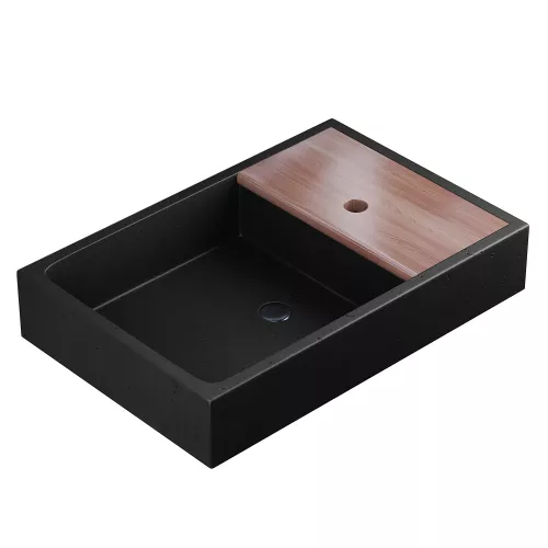 Раковина накладная бетонная Uperwood Piter 60х40х12 см, черная, Выбрать цвет: Черный