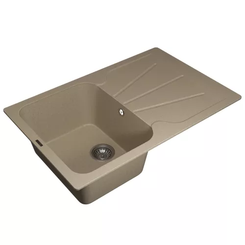 Кухонная мойка кварцевая Uperwood Quartz Premium UPD-04-02, прямоугольная, бежевая, Выбрать цвет: Бежевый, изображение 6